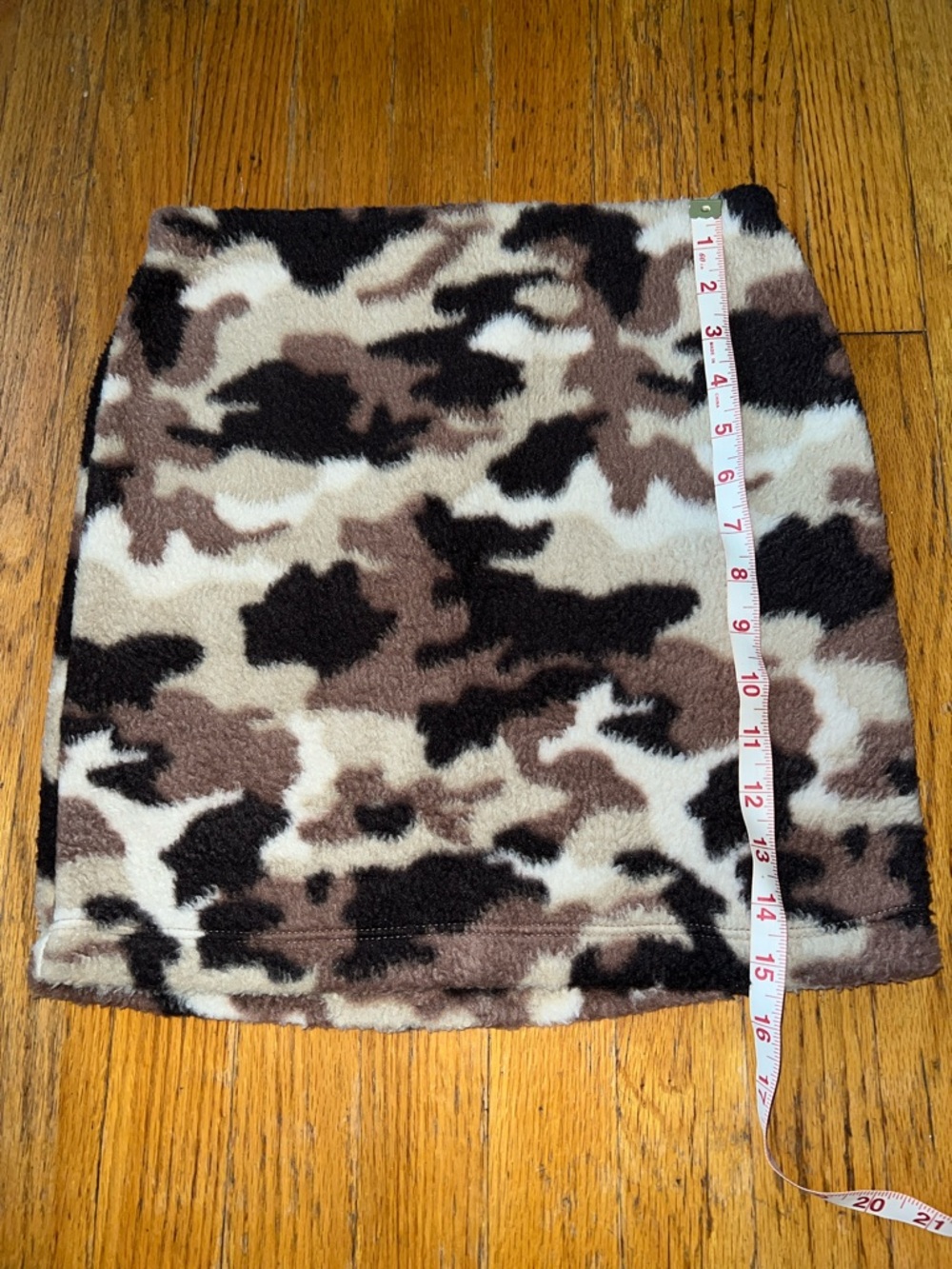 Fleece Camo Mini Skirt in Brown and Cream